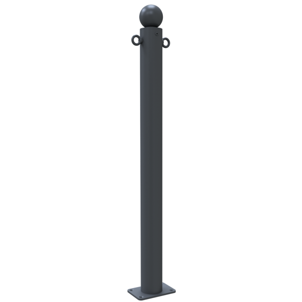 Ornamental bollard | Series 475B | � 76 mm | stationary, to be fixed by plugswith base plate 100 x 150 mm | without lock | with 2 eyelets